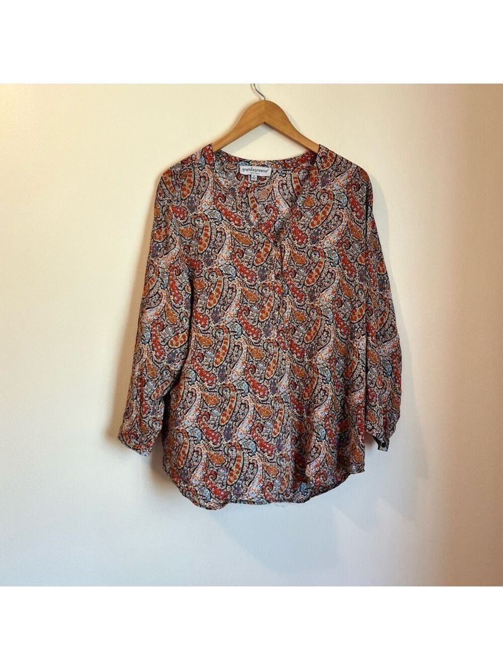 Grand & Greene New York Paisley Boho Blouse Size 1X Flowy Artsy Bohemian